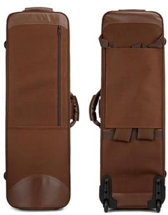 HDYNUZ Tasche für Tenorposaune, wasserdichter, Leichter Posaunen-Tragekoffer aus Oxford-Stoff, tragbare Posaunentasche mit Doppelschulter und Rollen (Color : Brown)