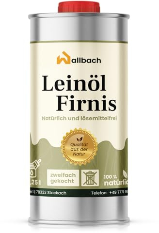Wallbach® Leinölfirnis 250ml Farblos - Natürliches Leinöl für Innen- & Außenholzschutz: Ideal für Eichenmöbel, Esstische und Außenbereiche