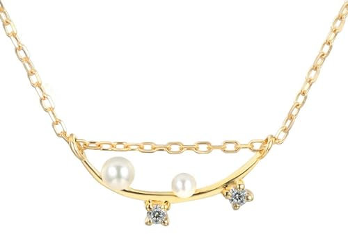 KnSam Echtgold Schmuck Halsketten für Frauen Gelbgold Au375 9K, Anhänger Halskette mit Perle 750 Gold Statement Kette Vintage Topas Echtgold Schmuck 45cm