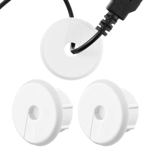 Gatphy Kabelmanagement Kabeldurchführung für Büro, weiß, 3 Stück, 7 mm, rund, Durchmesser 38 mm, für Schreibtisch, Tisch, Computer, Wand, Loch