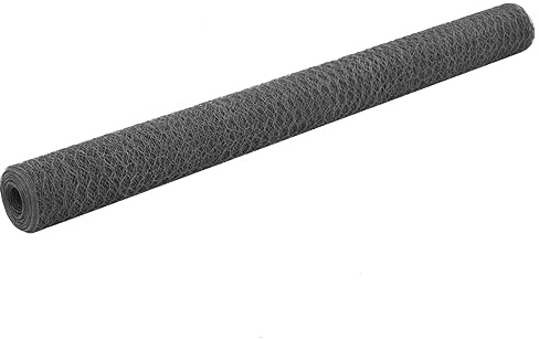 FENLAX Drahtzaun Stahl mit PVC-Beschichtung 25x1,5 m Grau Maschendrahtzaun für Garten Kleintierzaun Gartenzaun Schutzumzäunung für Geflügel Welpen Dekorativer Drahtzäune