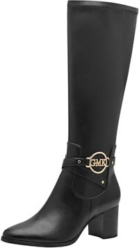 MARCO TOZZI by Guido Maria Kretschmer Damen Hohe Stiefel mit Absatz aus Kunstleder mit Reißverschluss, Schwarz (Black), 37 EU