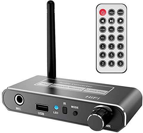 Yinchus HIFI Bluetooth 5.2 Ricevitore Audio DAC Convertitore Coassiale da Digitale Ad Analogico Adattatore Wireless Stereo AUX RCA da 3,5 Mm, 500365215