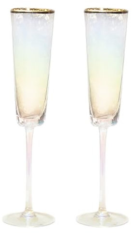 Fluted Champagne Glasses, 150m Crystal Champagne Flutes Champagne Glasses Wedding Set, Sparkling Champagne Glass with Gold Rim, Drinking Glass for Wedding Party of Bride and Groom
