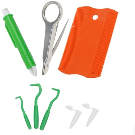 8pcs/set tick Check dog tick Remover value - cat tick remover tools comb tick identification card - for humans, dogs & cats pets