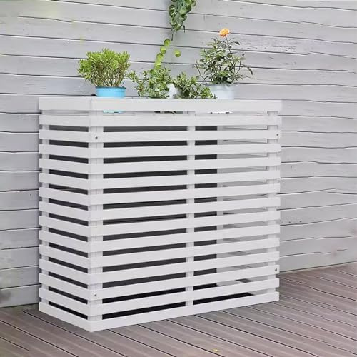 Copri Condizionatore da Esterno Legno Copri Motore Condizionatore Esterno Legno Copricondizionatore per Esterno, Adatto per Climatizzazione Esterna, Decorare (Color : White, Size : 105 * 35 * 80cm)