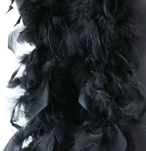 KEMTAT 2 Yards Flauschige Schwarze Truthahn-Marabou-Boa mit Federn, 38–40 g, zum Basteln, Hochzeit, Party, Weihnachten, Dekoration, Schal/Schal, natürliche Federn