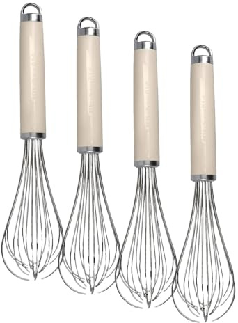 KitchenAid Whisk,Durable and Easy to Clean Kitchen Whisk, Almond Cream (Pack of 4)
