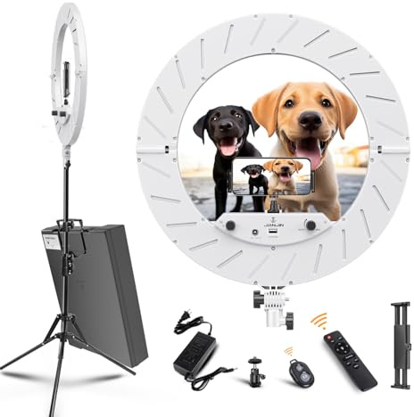 JJ JIANJIN Ring Light Kit:18/45cm Outer 55W6700k Dimmable LED Light, Tripod Stand, Remote Controller,Box for Camera,Smartphone,YouTube,TikTok,Self-Portrait Shooting,CRI95,White