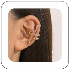 Xmsrn Gold Schlange Cuff Ohrringe - Punk, Boho, Vintage - Clip On - Perle - Ohrklemme - Für Frauen Und Mädchen