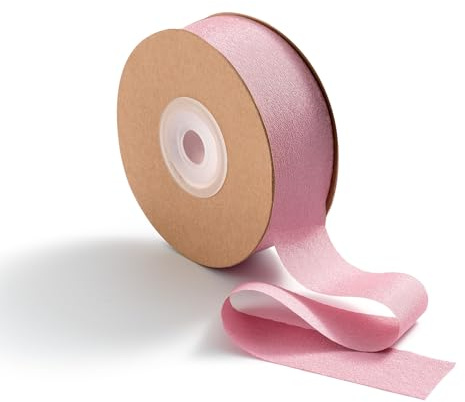 MORSUNBELA Nastro in Chiffon per Confezioni Regalo Nastri Largo Nastro per Inviti di Nozze Compleanno Bouquet da Sposa Decorazioni 2,5 cm x 23 m rosa antico