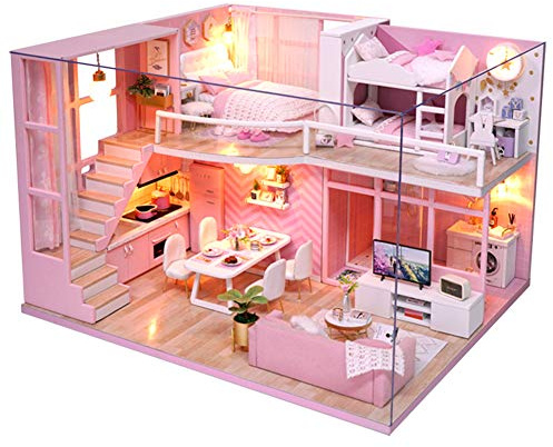 DIY Miniatura, Kits de Modelo de Casa Juguete Regalo Muñeca Kit Niña Madera KitWood DI Y Casa de Muñecas