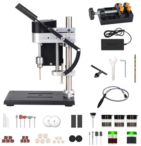 Standbohrmaschine, Miniatur Standbohrmaschine Leistung Tischbohrmaschine, 7-Gang-Tischbohrmaschine mit variabler Geschwindigkeit Präzises Bohren DIY-Bohren Für Metall Holz Acryl Aluminium (D)