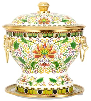 OYWEHECE Einzelne Person, Kleiner Kupfertopf, Alter Peking-Kleintopf mit Dicker Kuh, traditioneller chinesischer Cloisonné-Hotpot, kommerzieller Alkoholtopf,L