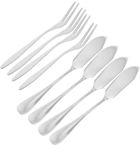 WATIIFUFU Edelstahlgeschirr Mit Obstgabeln Und Buttermessern Zweizinkige Gabeln Und Essenspicker Für Buffets Salate Obst Und
