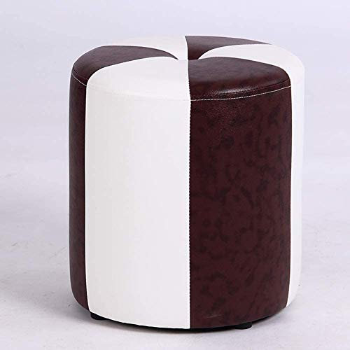 Generic Hocker, Moderne Runde Würfel Gepolsterte Weiche Polsterung Für Home Decor Schuh Wechsel Hocker, Leder Ottoman/Braun/33 * 35Cm