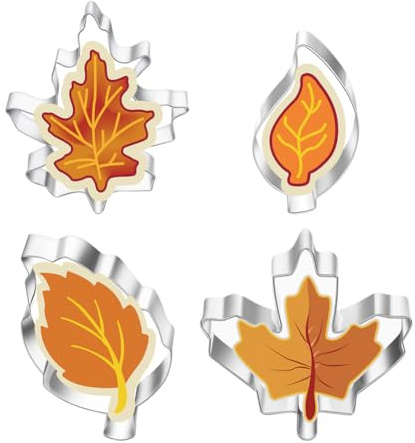Lot de 4 emporte-pièces en acier inoxydable en forme de feuille d'érable pour biscuits de Thanksgiving, fondant, biscuits, sandwich, fromage