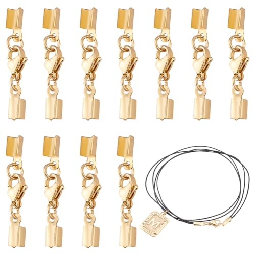 PH PandaHall 20 Set Embouts de Cordon à Pince de Homard Embouts de Cordon Repliables en Acier Inoxydable 304, Connecteur avec Fermoirs à Pince de Homard pour la Fabrication de Bijoux Argenterie