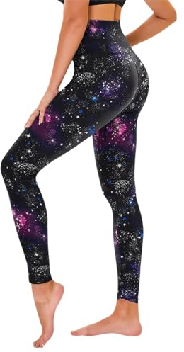 TNNZEET leggings med hög midja för kvinnor, elastiska leggings, mjuka sportbyxor för sport, gym, Galax, S-M