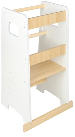 Lernturm ab 1 Jahr e -Sicherheitsbarriere -Tritthocker Kinder - Lernturm Montessori - Learning Tower - Montessori Lernturm - Tritthocker Kinder - Küchenhelfer - Hochstuhl Kinder - 90*42*40cm – weiß