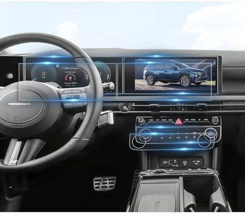 BIBIBO Tucson NX4 2025 Films de protection d'écran premium, film de protection compatible avec Hyundai Tucson NX4 2025, 12,3, accessoires nano résistants aux rayures (Navigation + Cockpit +