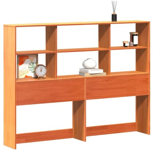HEFZGDB Kopfteil mit Stauraum Wachsbraun 140 cm Massivholz Kiefer Bettrückwände Bett Kopfteil Bettkopfteil Bett Rückwand für Schlafräume Herberge Gästezimmer Hotel