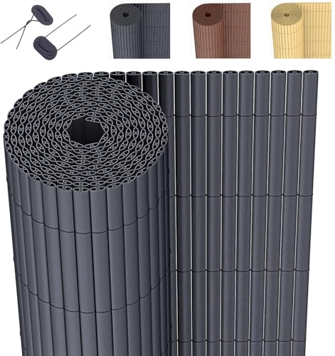 DVAURLIAN PVC Sichtschutzmatte, Balkon Sichtschutz mit Kabelbindern, Sichtschutzzaun Wasserdicht Windschutz für Garten, Balkon und Terrasse (Anthrazit, 80x300cm)