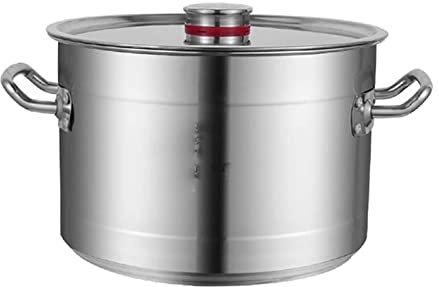 Olla de Acero Inoxidable Olla de Acero Inoxidable - Olla para Sopa con Tapa, Olla de Acero Inoxidable Grande y Gruesa con Tapa para Uso Comercial en Catering para Cocina de Gas/Cocina de Ind