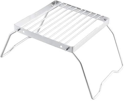 Folding Campfire Grill Grate, Grill Rack Stainless Steel Foldable Grill Stove Stand Ultralight, Charcoal Grate Cooking, Campfire Stand Portable Grid for Camping Hiking BBQ Fishing