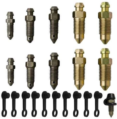 Huybaa 10 Stück Hohlschraube Entlüftungsschraube mit Kappe für Motorrad Hauptbremszylinder Bremssattel (M6 x 1 mm, M7 x 1 mm, M8 x 1,25 mm, M10 x 1 mm, M10 x 1,25 mm)