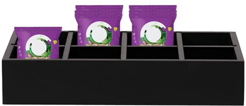 Guniata Teebox,Aufbewahrungsbox aus Holz mit 8 Fächern,Teebox Organizer,Teekiste,für Teebeutel, Kaffee & Gewürze,für Küche,Büro & Zuhause(schwarz)