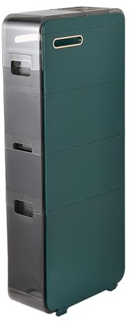 Mobile da bagno autoportante sottile con 4 cassetti trasparenti, design a rullo, per risparmiare spazio in piccoli spazi e spazi vuoti