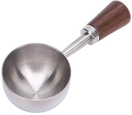 Fictory Cuchara de café de 30 ml, cuchara medidora de té vintage, acero inoxidable 304, mango ergonómico de madera, utensilio de cocina duradero para servir con precisión