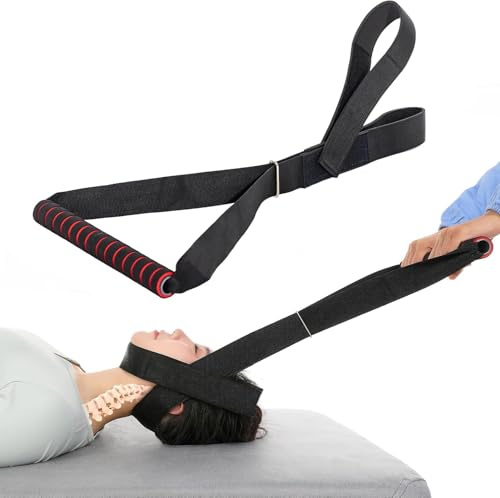 TYYIHUA Neck Stretcher Strap - Decompression Device for Spine Chiropractic, Neck Discomfort & Headache Relief with Comfortable Handle, Chin Strap, Traction Device
