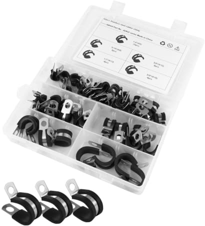 FUTUREORYY 42pièces Colliers de Serrage Inox pour Tuyaux avec Coussinet Caoutchouc Kit Assortiment pour Câblage Intérieur
