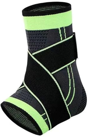 Verstellbare Knöchelbandage, Kompressionsbandage, Schutz für Laufen, Fußball, Basketball, Nylon, gestrickt, Fitnessstudio, Bandage (Grün, M)