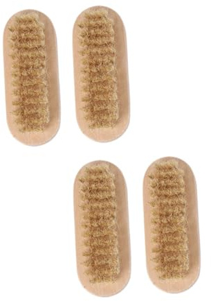 HONITANO 4Pcs Wooden Nail Scrubbing Brush with Natural Bristles Gentle Fingernail Cleaner for Hands Manicure Pedicure Suitable for Home Salon Kitchen Bathroom Use