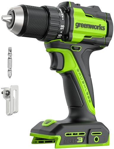 Greenworks 24V batteries Perceuse Visseuse 45Nm Perceuse Visseuse/Visseuse Devisseuse, lumière de travail LED, embrayage 18 + 1 sans batterie USB-C et chargeur