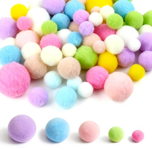 Pon Pon Piccoli Colorati 260 Pezzi 1-3 cm, Colori Pastello Mini Pompon Soffici Pom Pom Colorati per Decorazioni Pasquali, Lavoretti, Regali Fai Da Te, Eventi Scolastici (260PCS)