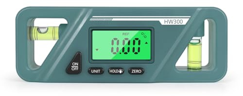 Zambuph Goniometro digitale in plastica ABS portatile professionale alimentato a batteria preciso per la lavorazione dei metalli livellatore angolo righello retroilluminazione, Verde