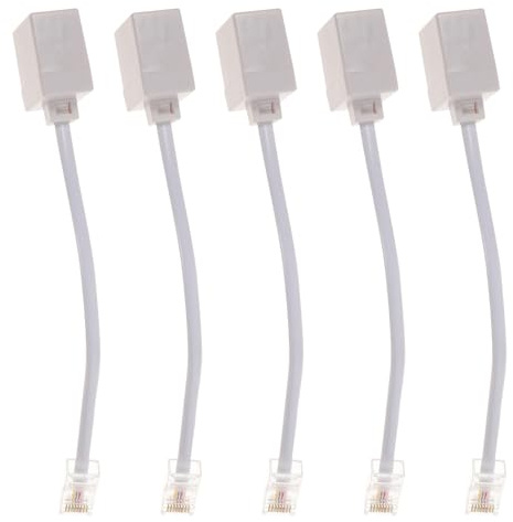 VERDANVERSE 5 Pezzi Adattatore da Rj11 a Rj45, Convertitore Cavo Telefonico a Ethernet 8p4c a 6p4c, Connettore Extender per Connessione Telefonica e Rete Domestica, Plug-and-play per Uso