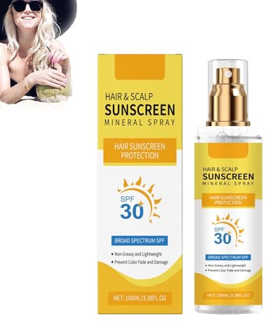 LSF 30+ Kopfhautschutzspray Sonnenschutz, Haar Kopfhaut Sonnenschutz Mineral Spray, UV-Schutz für Kopfhaut & Haar, Nicht Fettende & Leichte Formel für Strand/Wandern/Outdoor (1PC)
