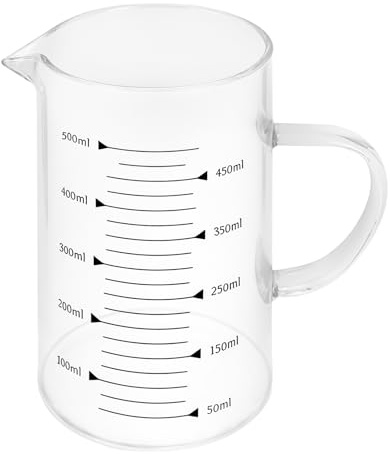 Nidtsoy 500ml Jarra Medidora, vaso medidor de vidrio de borosilicato resistente al calor, Vaso Medidor Transparente con Asa y Pico Vertedor, Escala Precisa, para Hornear, Cocinar y Mezclar