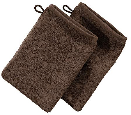 Möve Waschhandschuh Quadretti 2er-Pack Walk-Frottier braun Größe 15x20 cm
