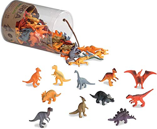 Terra by Battat - 60 pezzi - Mini dinosauri assortiti - Tirannosauro, Stegosauro e altro ancora - Figure di animali in plastica per bambini 3 anni +