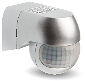 HUBER Motion 3 Compact Infrarot Bewegungsmelder 180° Innen/Außen Bewegungssensor IP44 I 230V Bewegungsmelder LED geeignet, horizontal/vertikal verstellbar, Silber