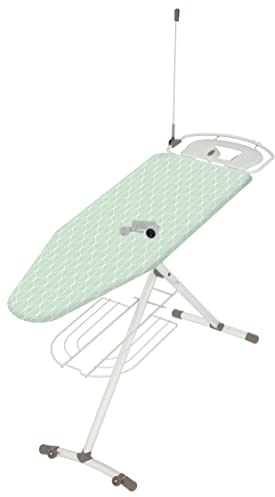 Colombo | Asse da Stiro Giove 130x44cm con Porta Caldaia e Guida Filo Ferro | Tavola da Stiro con Prolunga Elettrica e Griglia Porta Biancheria | Altezza Regolabile max 95cm | Made in Italy