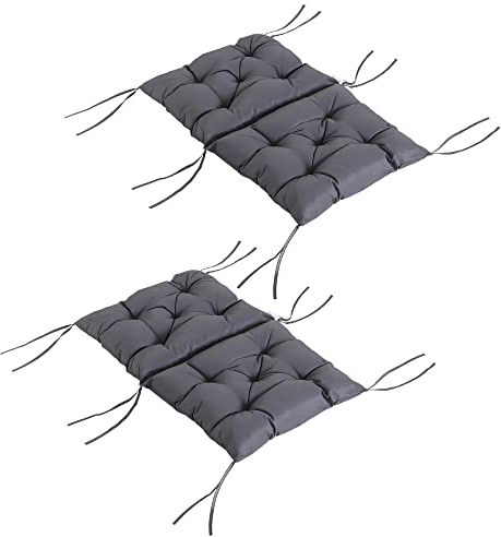Outsunny 2er Set Auflage für Niederlehner Gartenstuhlauflagen Sitzpolster Garten Kissen Grau