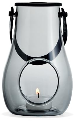Holmegaard Laterne H16.5 cm Design with Light aus mundgeblasenem Glas, grau