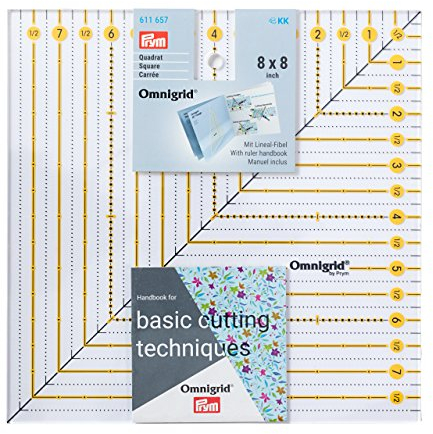 Prym 611657 Patchwork Square 8 x 8 inch Omnigrid Lineal, Kunststoff, transparent